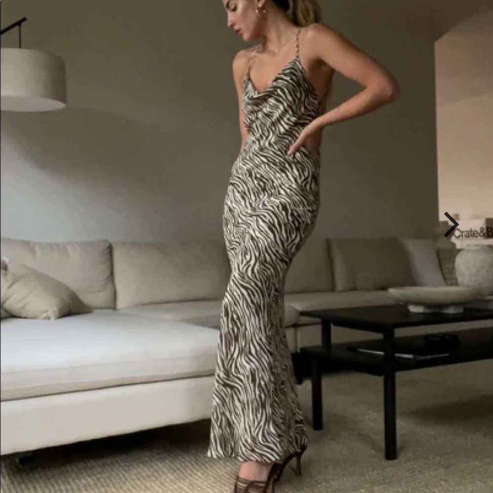 Zebra cowl neck maxi dress!